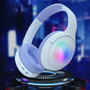 Wireless RGB Bluetooth 5.4 Over-Ear Headphones with Noise Cancellation