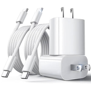 2-Pack 40W USB-C Fast Charger with 6FT Cable for iPhone 17/16/15 Series