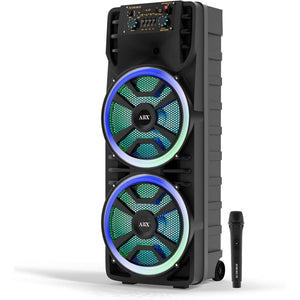 Portable Karaoke Speaker, Dual 12" Woofers, Loud Bass, RGB Party Lights